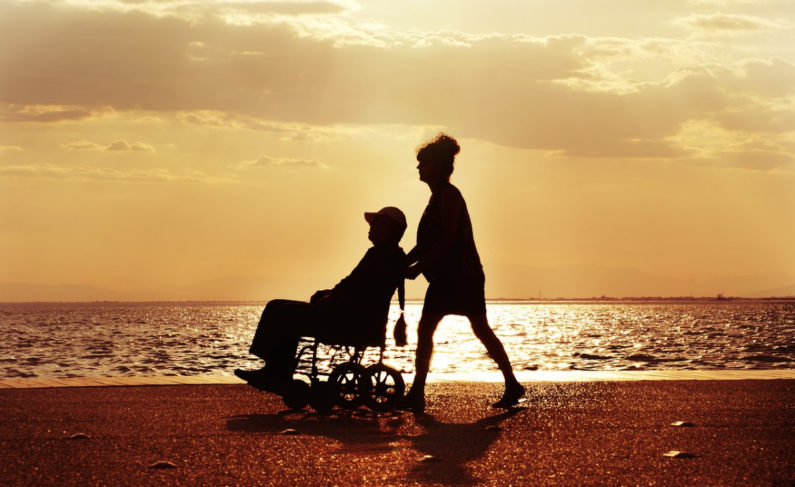 caregiver beach sunset